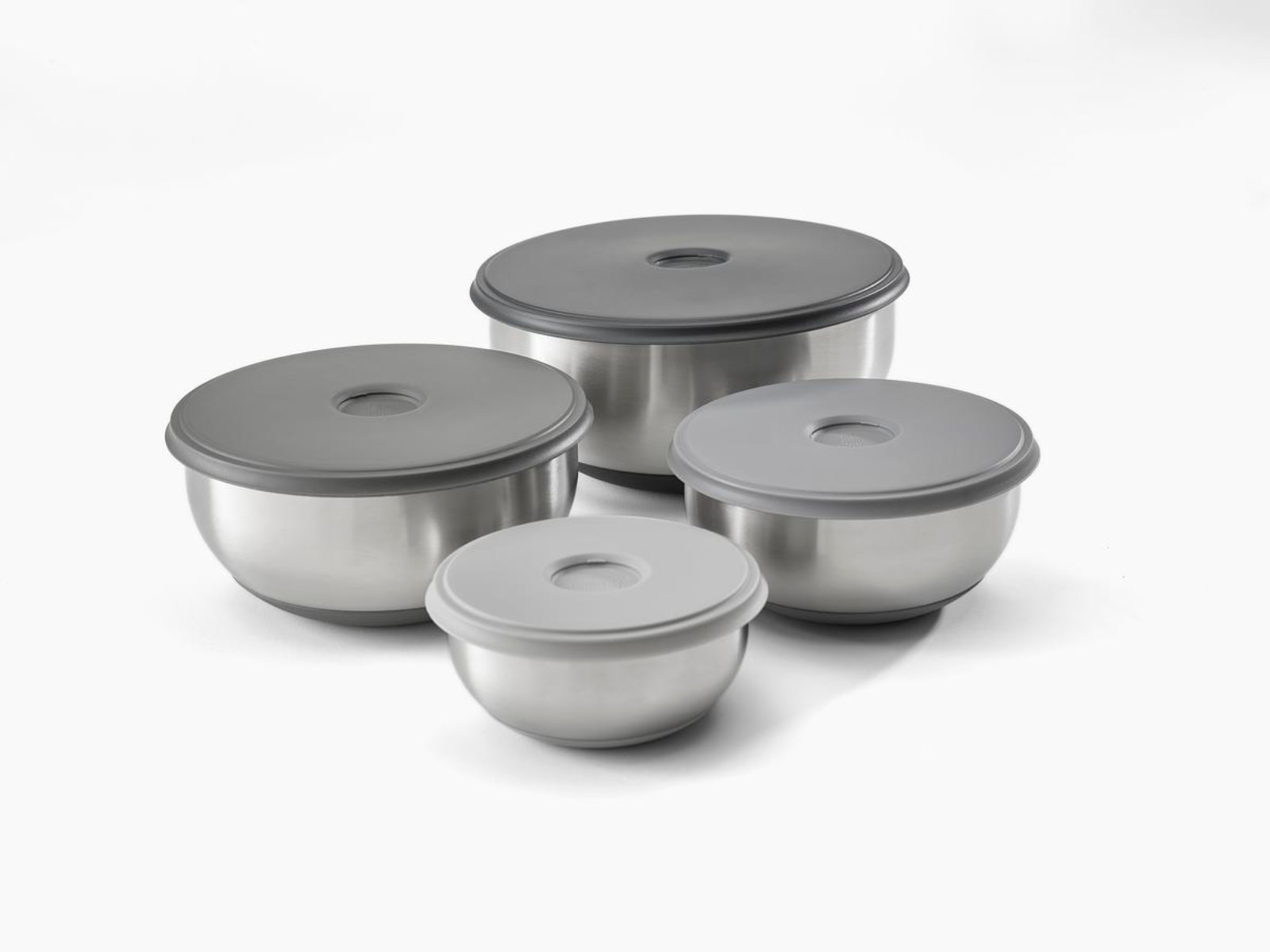Edelstahlschüsseln-Set 4-teilig mit Deckel | Nest™ Prep&Store Steel